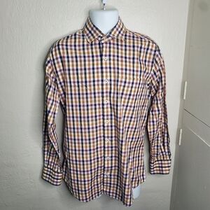 Peter Millar Plaid Button Down Shirt Men Size Medium Orange Purple